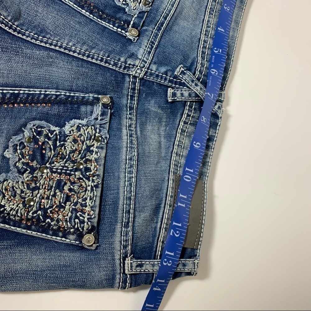 VTG Hydraulic blue jean shorts with jeweled pockets size 5/6 - Picture 6 of 12